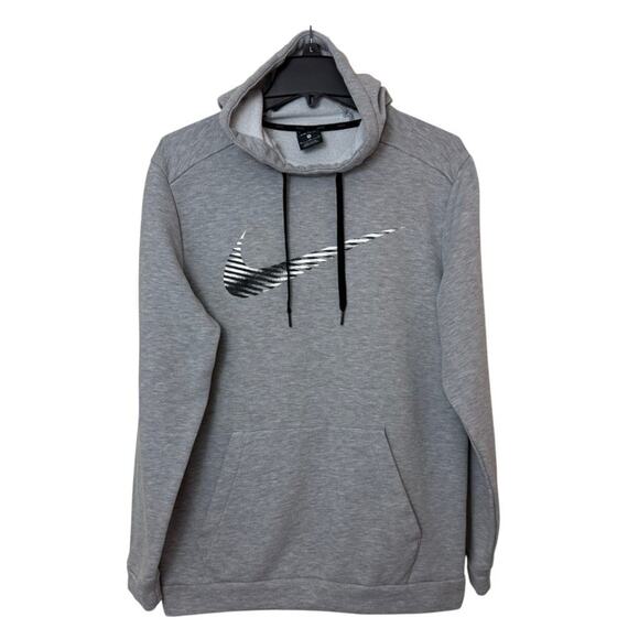 Nike Hoodie Sweatshirt Mens M Grey Big Center Swoosh Dri Fit Pullover DB4215‑063 - Picture 1 of 10